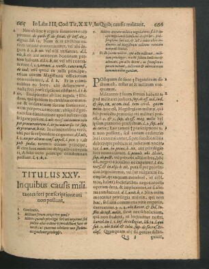 Titulus XXV. In quibus causis militantes fori praescriptione uti non possunt.