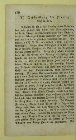 VI. Beschreibung der Provinz Schlesien
