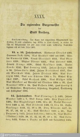 Die regierenden Bürgermeister der Stadt Freiberg