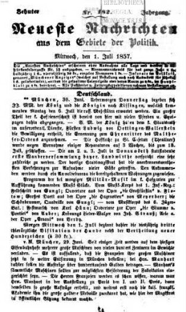 Neueste Nachrichten aus dem Gebiete der Politik. 1857 = Jg. 10, 7 - 9