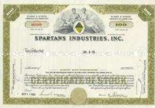 USA, Spartans Industries Inc., Namensaktie 100 Shares a 1 $