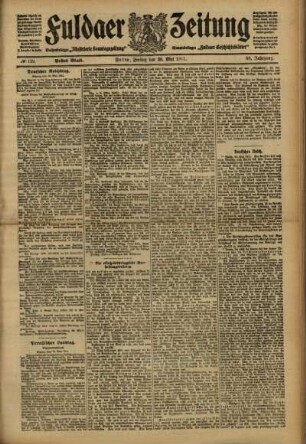 Erste Ausgabe vom Freitag, den 26. Mai 1911.