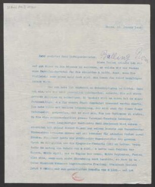 Brief an Michael Balling : 15.01.1910