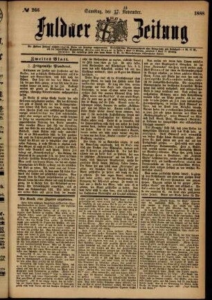 Zweite Ausgabe vom Samstag, den 17. November 1888.