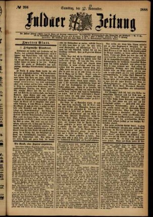 Zweite Ausgabe vom Samstag, den 17. November 1888.