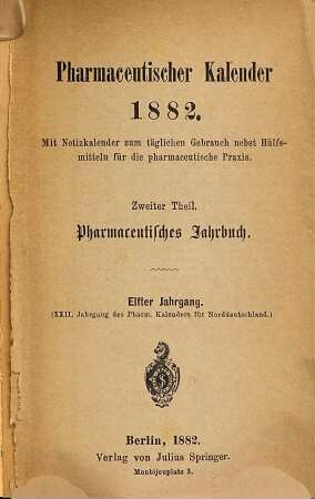 Pharmaceutischer Kalender. 11. 1882