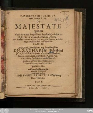 Dissertatio Iuridica Inauguralis. De Maiestate