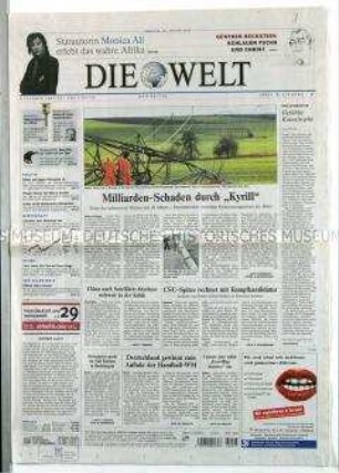 Tageszeitung "Die Welt" u.a. zu den Auswirkungen des Orkans Kyrill in Deutschland