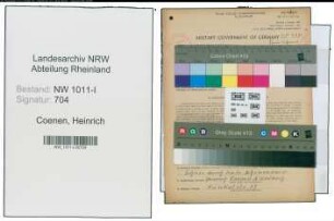 Entnazifizierung Heinrich Coenen , geb. 24.02.1897 (Schlosser)