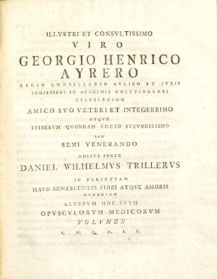 Danielis Wihelmi Trilleri ... Opvscvla medica ac medico philologica, 2