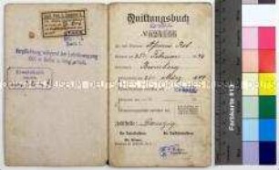 Ersatz-Quittungsbuch des Zentral-Verbandes der Zimmerer Deutschlands für Robert Assmus aus Bromberg