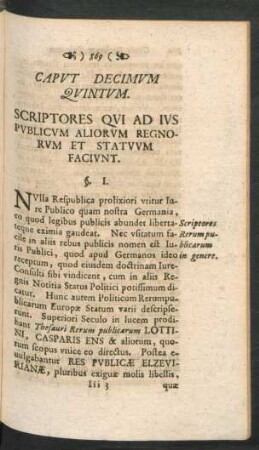 Caput Decimum Quintum. Scriptores Qui Ad Ius Publicum Aliorum Regnorum Et Statuum Faciunt