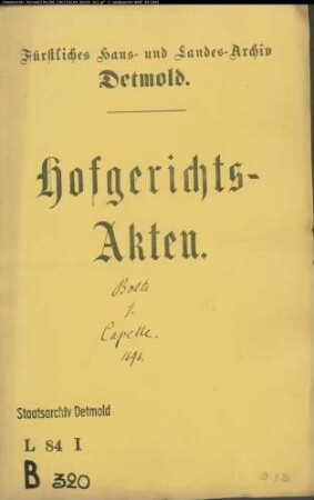 Bolte, Witwe gegen Simon Capelle, Hofgerichtssekretär - Erbschaft