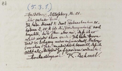 Brief an Alber von der Friedensgesellschaft