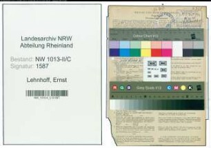 Entnazifizierung Ernst Lehnhoff , geb. 08.02.1890 (Elektromeister)