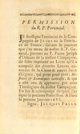 Permission du R. P. Provincial