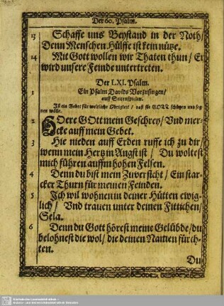 Der LXI. Psalm