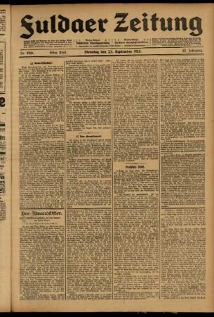 Erste Ausgabe vom Dienstag, den 23. September 1913.