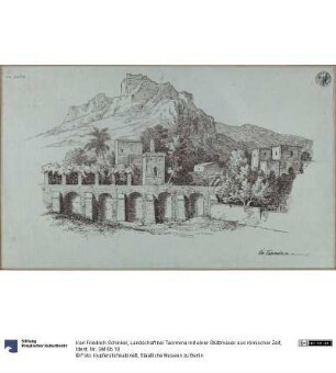 Landschaft bei Taormina mit einer Stützmauer aus römischer Zeit