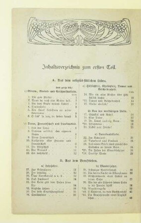 Inhaltsverzeichnis zum ersten Teil