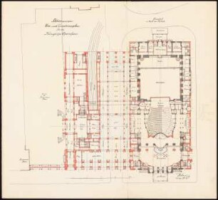 Königliche Oper (auch: Staatsoper unter den Linden, Lindenoper), Berlin Erweiterung - I. Projekt: Grundriss Parkett 1:200