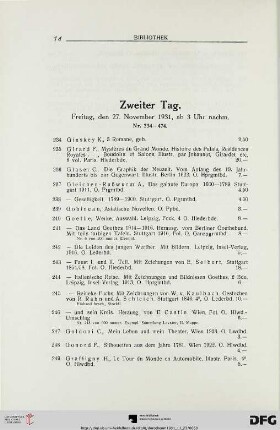 Zweiter Tag: Freitag, den 27. November 1931, ab 3 Uhr nachmittags (Nr. 234-474)