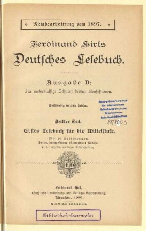 Teil 3, [Schülerband]: Erstes Lesebuch für die Mittelstufe : vollständig in sechs Teilen