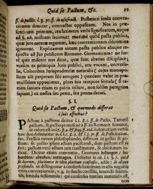 §. I. Quid sit Pactum, & quomodo differat a suis affinibus?