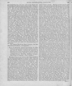 Campan, J. L. H. de: Journal anecdotique de Mme Campan. Hrsg. v. P. Maigne. Paris: Baudouin 1824