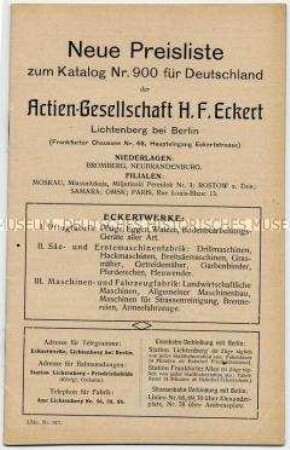 Neue Preisliste zum Katalog Nr. 900 für Deutschland