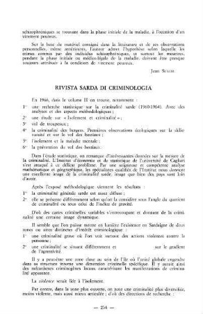 254-256, Rivista sarda di Criminologia