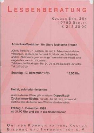 Adventskaffetrinken für ältere lesbische Frauen