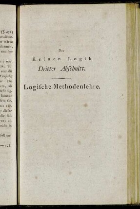 Der Reinen Logik Dritter Abschnitt. Logische Methodenlehre.