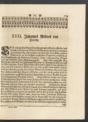 XXXI. Johannes Medices von Florentz