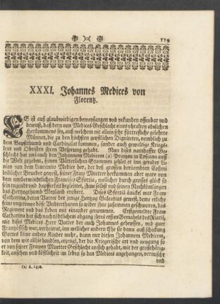 XXXI. Johannes Medices von Florentz