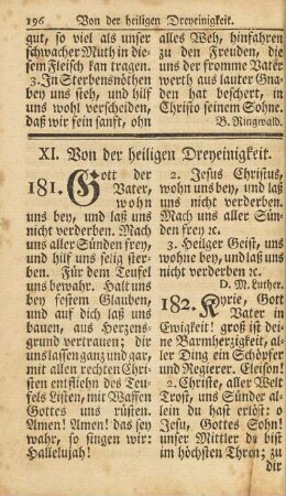 XI. Von der heiligen Dreyeinigkeit.