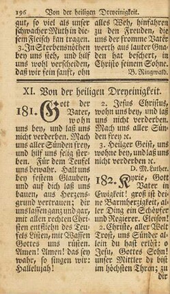 XI. Von der heiligen Dreyeinigkeit.