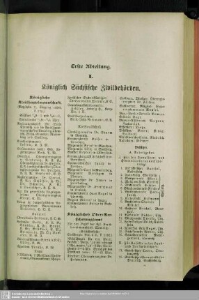 I. Königlich Sächsische Zivilbehörden
