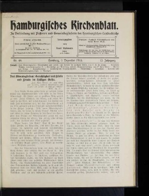 Nr. 49. Hamburg, 5. Dezember 1915. 12. Jahrgang.