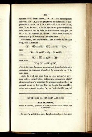 Note sur la division abrégée.