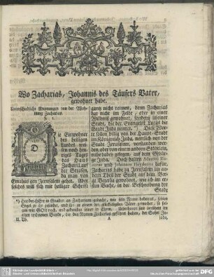 Wo Zacharias, Johannis des Täufers Vater gewohnet habe