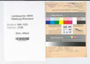 Entnazifizierung Alfred Zorn , geb. 22.10.1914 (Postinspektor)