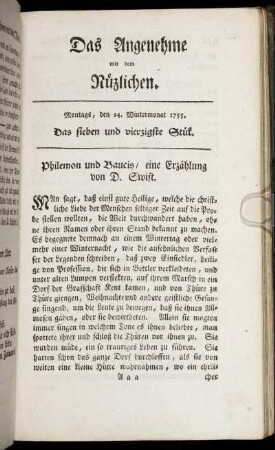 Das sieben und vierzigste Stück. Montags, den 24. Wintermonat, 1755.