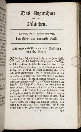 Das sieben und vierzigste Stück. Montags, den 24. Wintermonat, 1755.