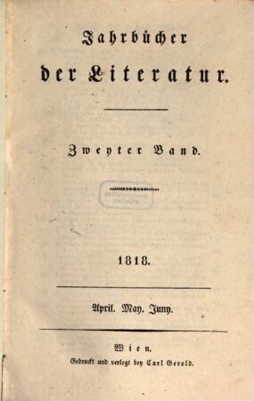 Jahrbücher der Literatur. 2. 1818