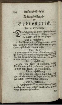 Die Hydrostatik.