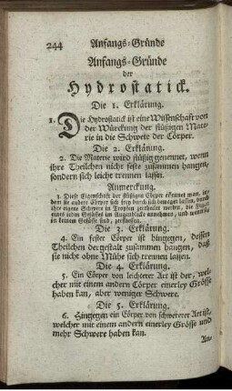 Die Hydrostatik.