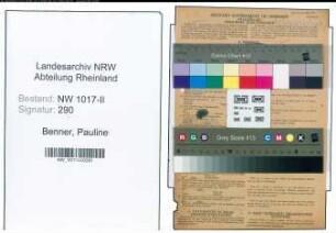 Entnazifizierung Pauline Benner , geb. 08.03.1898 (Haendlerin)