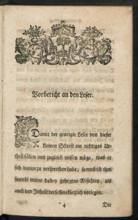 Vorbericht an den Leser