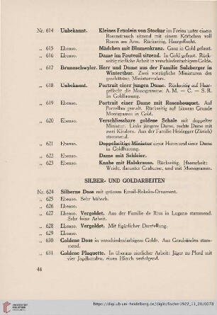 Silber- und Goldarbeiten (Nr. 624 - 675c)